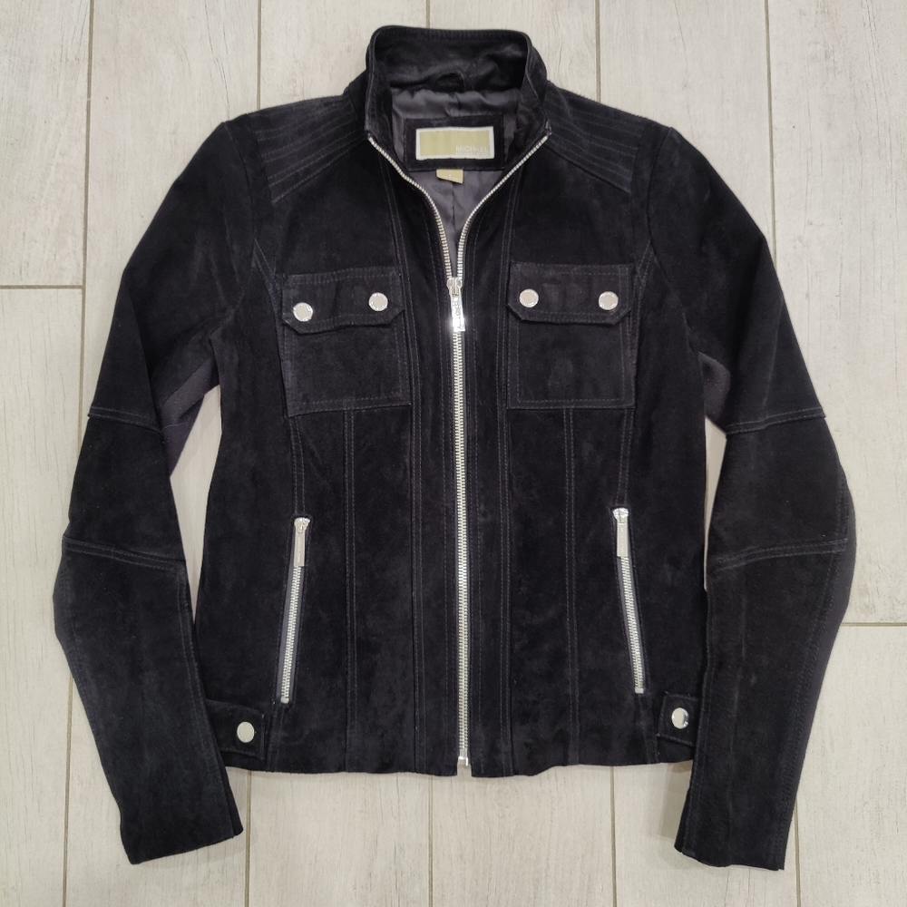 SOLD. Michael Kors black suede leather jacket